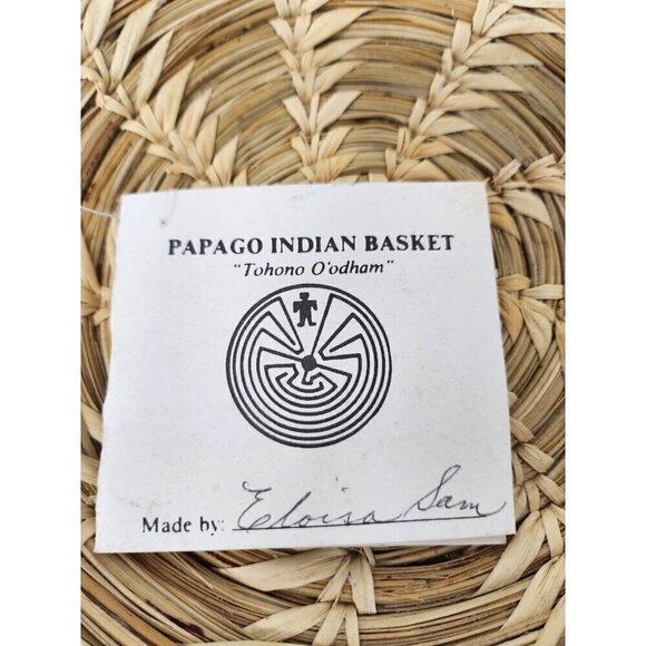 VTG 1971 Tohono O'Odham Papagon Indian Basket Shallow Tray Basket Bowl Handmade - Picture 4 of 10